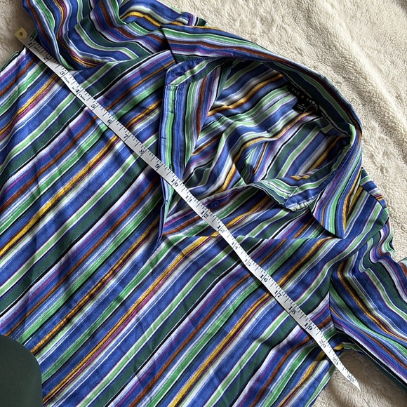 Zac & Rachel Multicolor Striped Button Up Shirt Retro Vibes Long Sleeve Medium - Picture 6 of 9